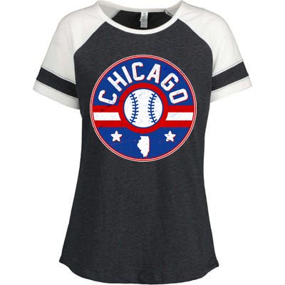 Vintage Chicago Baseball Emblem Enza Ladies Jersey Colorblock Tee