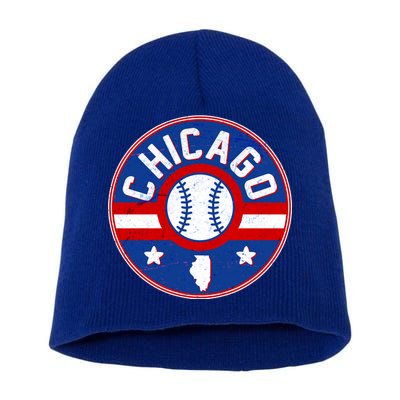 Vintage Chicago Baseball Emblem Short Acrylic Beanie