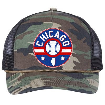 Vintage Chicago Baseball Emblem Retro Rope Trucker Hat Cap