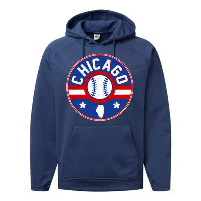 Vintage Chicago Baseball Emblem Performance Fleece Hoodie