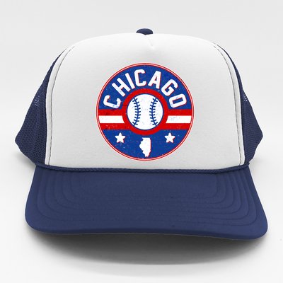 Vintage Chicago Baseball Emblem Trucker Hat