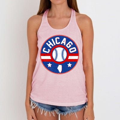 Vintage Chicago Baseball Emblem Women's Knotted Racerback Tank