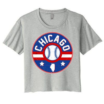 Vintage Chicago Baseball Emblem Women's Crop Top Tee