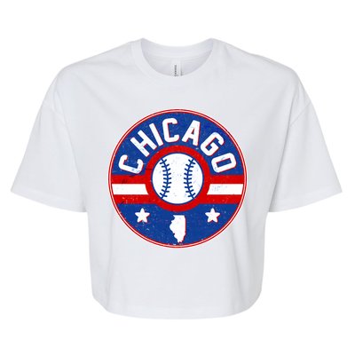 Vintage Chicago Baseball Emblem Bella+Canvas Jersey Crop Tee