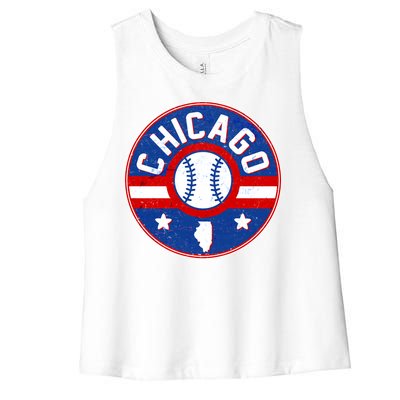 Vintage Chicago Baseball Emblem Women's Racerback Cropped Tank