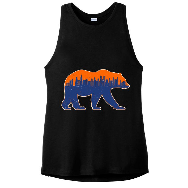 Vintage Chicago Illinois Skyline Bears Football Ladies PosiCharge Tri-Blend Wicking Tank
