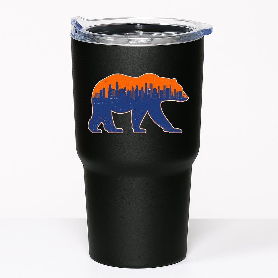 Vintage Chicago Illinois Skyline Bears Football Tumbler