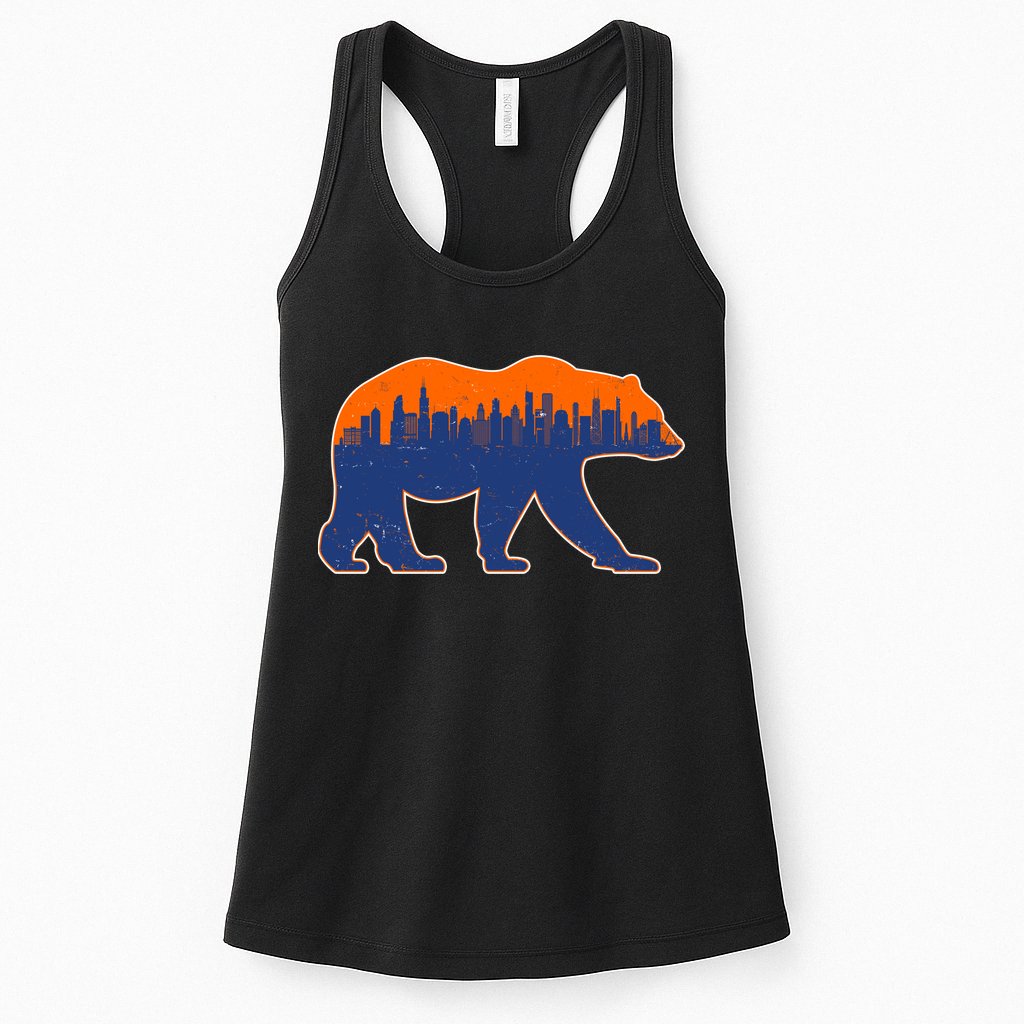 Vintage Chicago Illinois Skyline Bears Football Womens Tank Top