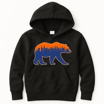 Vintage Chicago Illinois Skyline Bears Football Kids Hoodie
