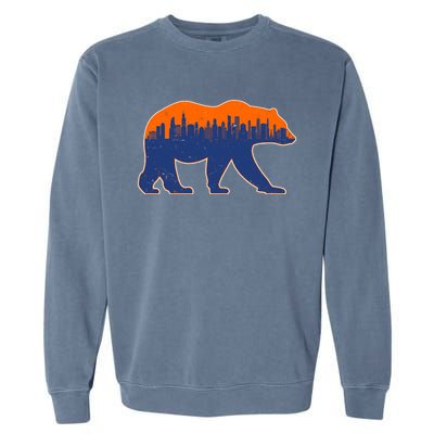 Vintage Chicago Illinois Skyline Bears Football Garment-Dyed Sweatshirt