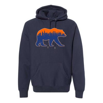 Vintage Chicago Illinois Skyline Bears Football Premium Hoodie