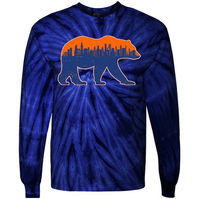 Vintage Chicago Illinois Skyline Bears Football Tie-Dye Long Sleeve Shirt