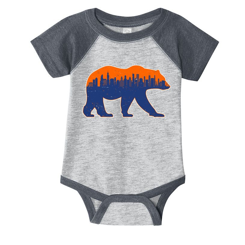 Vintage Chicago Illinois Skyline Bears Football Infant Baby Jersey Bodysuit