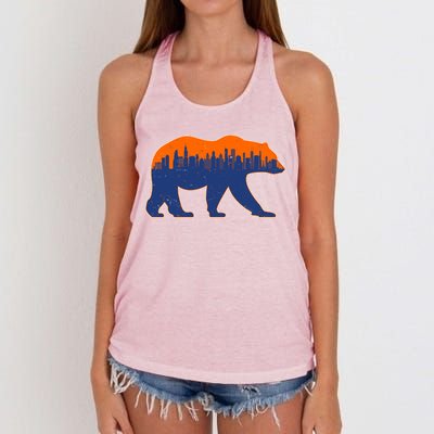 Vintage Chicago Illinois Skyline Bears Football Women's Knotted Racerback Tank