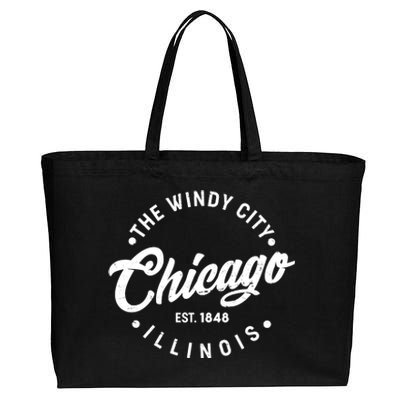 Vintage Chicago The Windy City Illinois EST 1848 Cotton Canvas Jumbo Tote