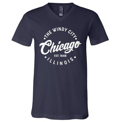 Vintage Chicago The Windy City Illinois EST 1848 V-Neck T-Shirt