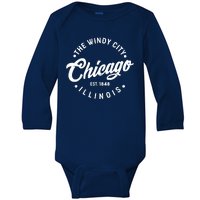 Vintage Chicago The Windy City Illinois EST 1848 Baby Long Sleeve Bodysuit