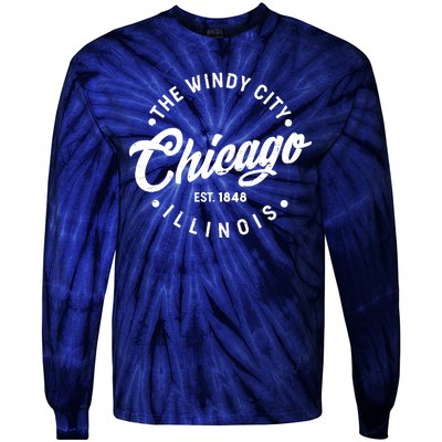 Vintage Chicago The Windy City Illinois EST 1848 Tie-Dye Long Sleeve Shirt