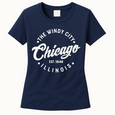 Vintage Chicago The Windy City Illinois EST 1848 Womens T-Shirt