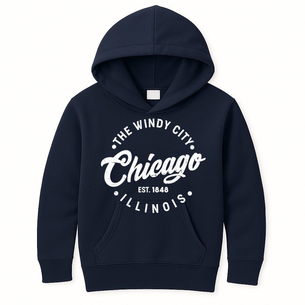 Vintage Chicago The Windy City Illinois EST 1848 Kids Hoodie