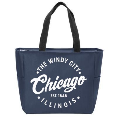 Vintage Chicago The Windy City Illinois EST 1848 Zip Tote Bag