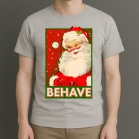 Vintage Christmas Behave Winking Santa Claus T-Shirt
