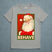 Vintage Christmas Behave Winking Santa Claus T-Shirt