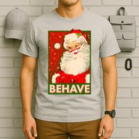Vintage Christmas Behave Winking Santa Claus T-Shirt