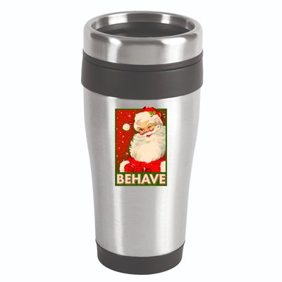 Vintage Christmas Behave Winking Santa Claus 16oz Travel Tumbler