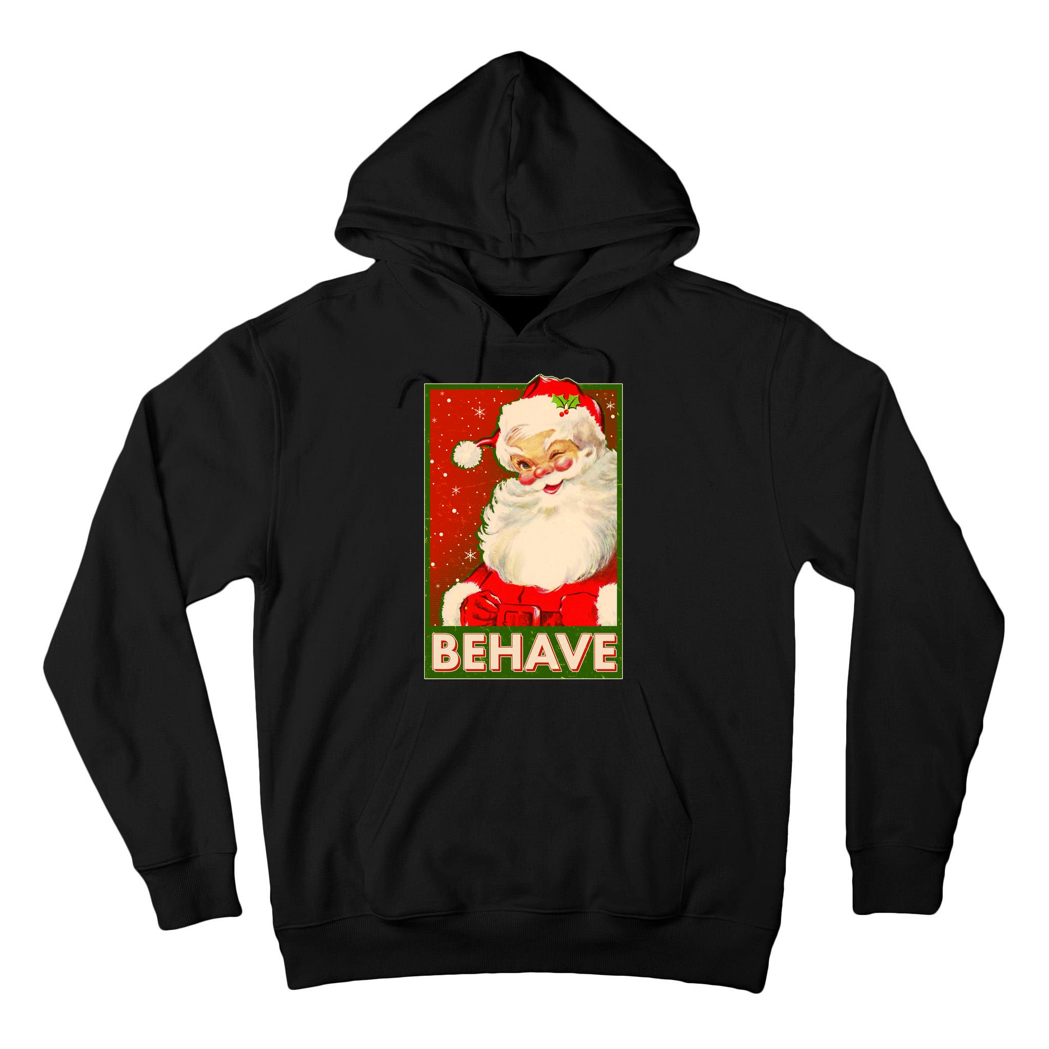 Vintage Christmas Behave Winking Santa Claus Tall Hoodie