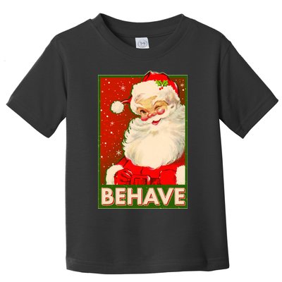Vintage Christmas Behave Winking Santa Claus Toddler T-Shirt