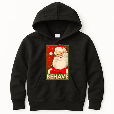 Vintage Christmas Behave Winking Santa Claus Kids Hoodie