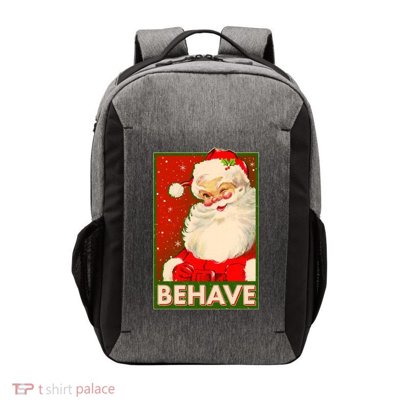 Vintage Christmas Behave Winking Santa Claus Vector Backpack