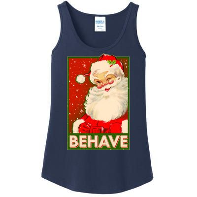 Vintage Christmas Behave Winking Santa Claus Ladies Essential Tank