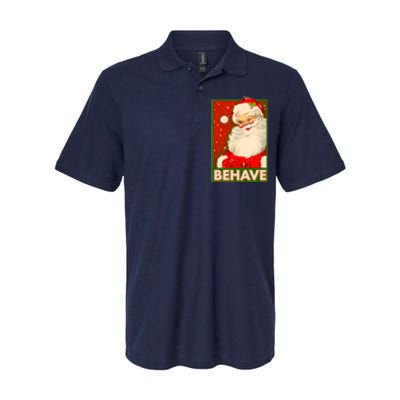 Vintage Christmas Behave Winking Santa Claus Softstyle Adult Sport Polo