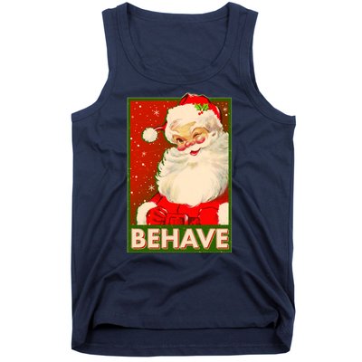 Vintage Christmas Behave Winking Santa Claus Tank Top