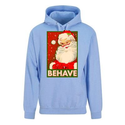 Vintage Christmas Behave Winking Santa Claus Unisex Surf Hoodie