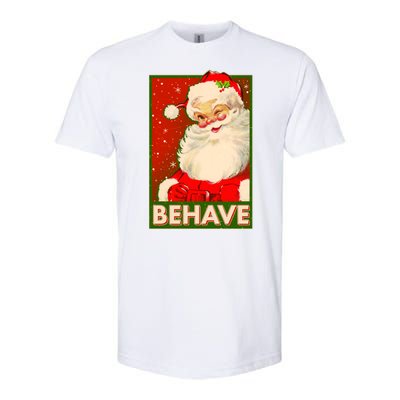 Vintage Christmas Behave Winking Santa Claus Softstyle® CVC T-Shirt