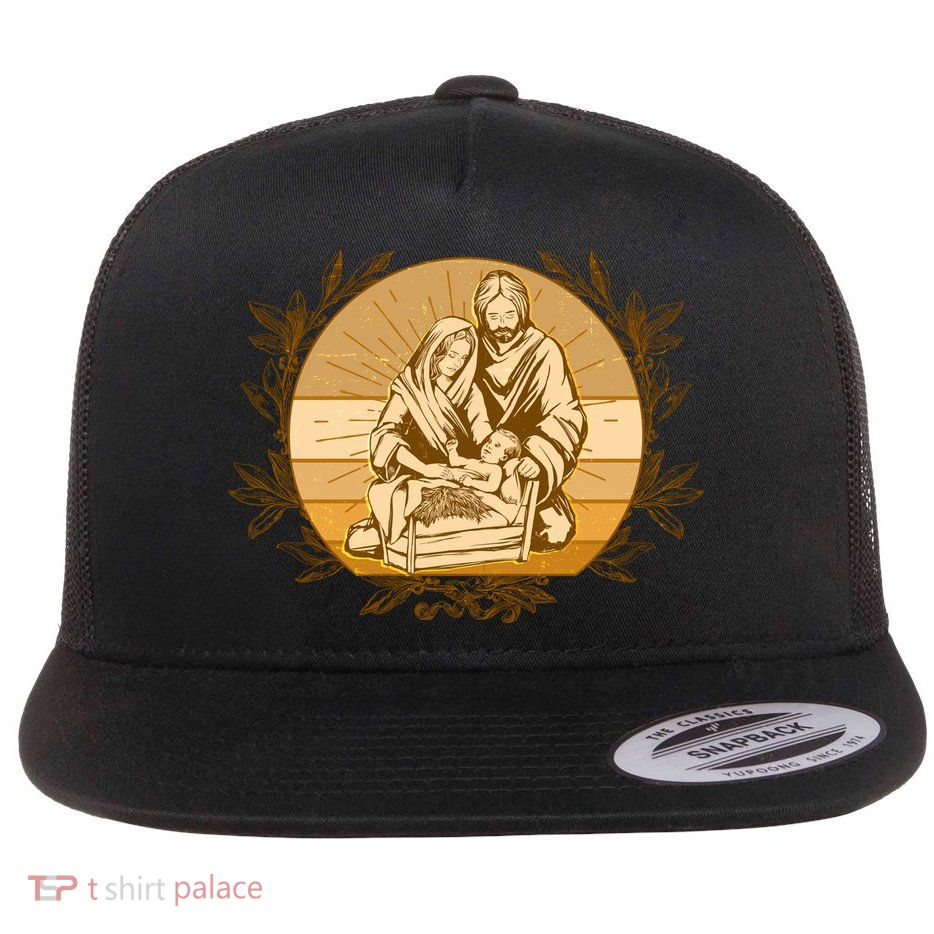 Vintage Christmas Nativity Scene Flatbill Hat