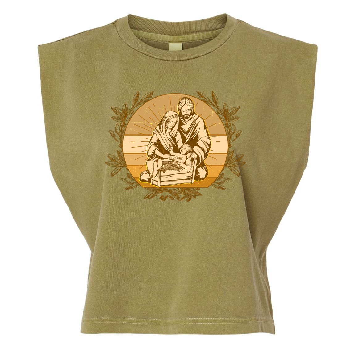 Vintage Christmas Nativity Scene Garment-Dyed Women's Muscle Tee