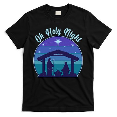 Vintage Christmas Oh Holy Night Nativity Scene T-Shirt