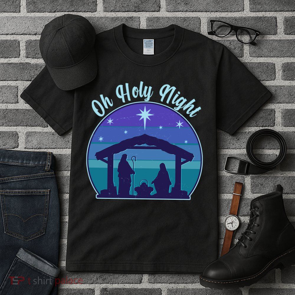 Vintage Christmas Oh Holy Night Nativity Scene Tall T-Shirt