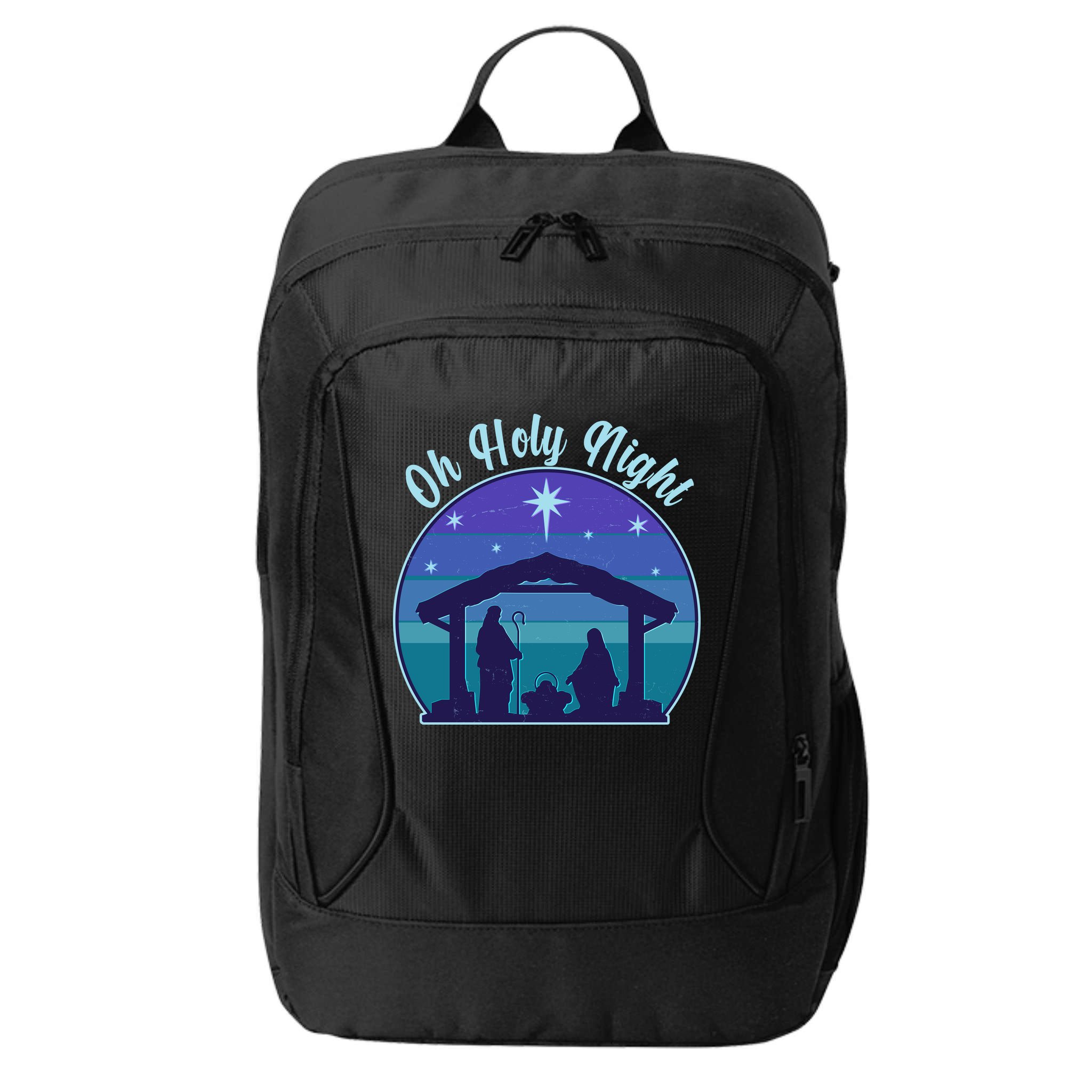 Vintage Christmas Oh Holy Night Nativity Scene City Backpack