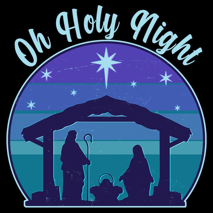 Vintage Christmas Oh Holy Night Nativity Scene Flatbill Hat