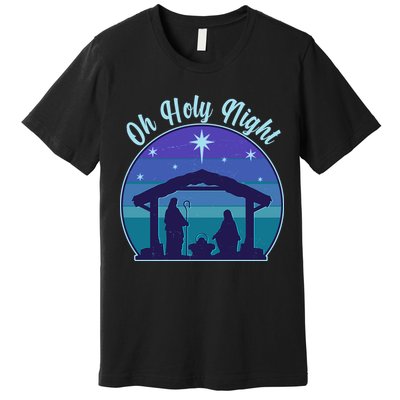 Vintage Christmas Oh Holy Night Nativity Scene Premium T-Shirt
