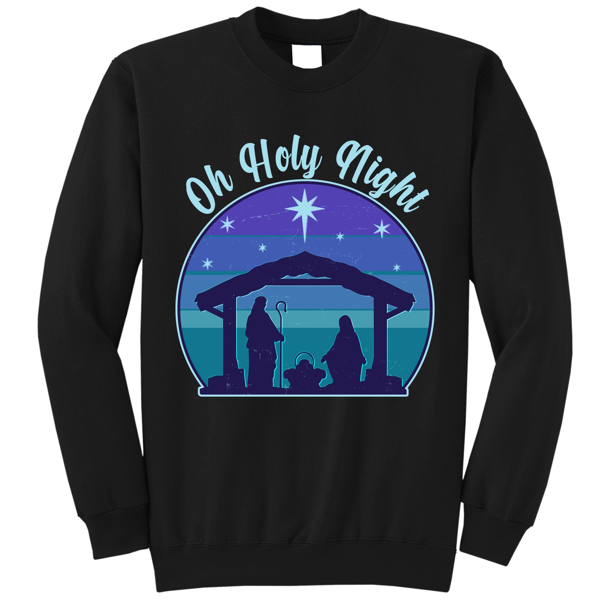 Vintage Christmas Oh Holy Night Nativity Scene Tall Sweatshirt