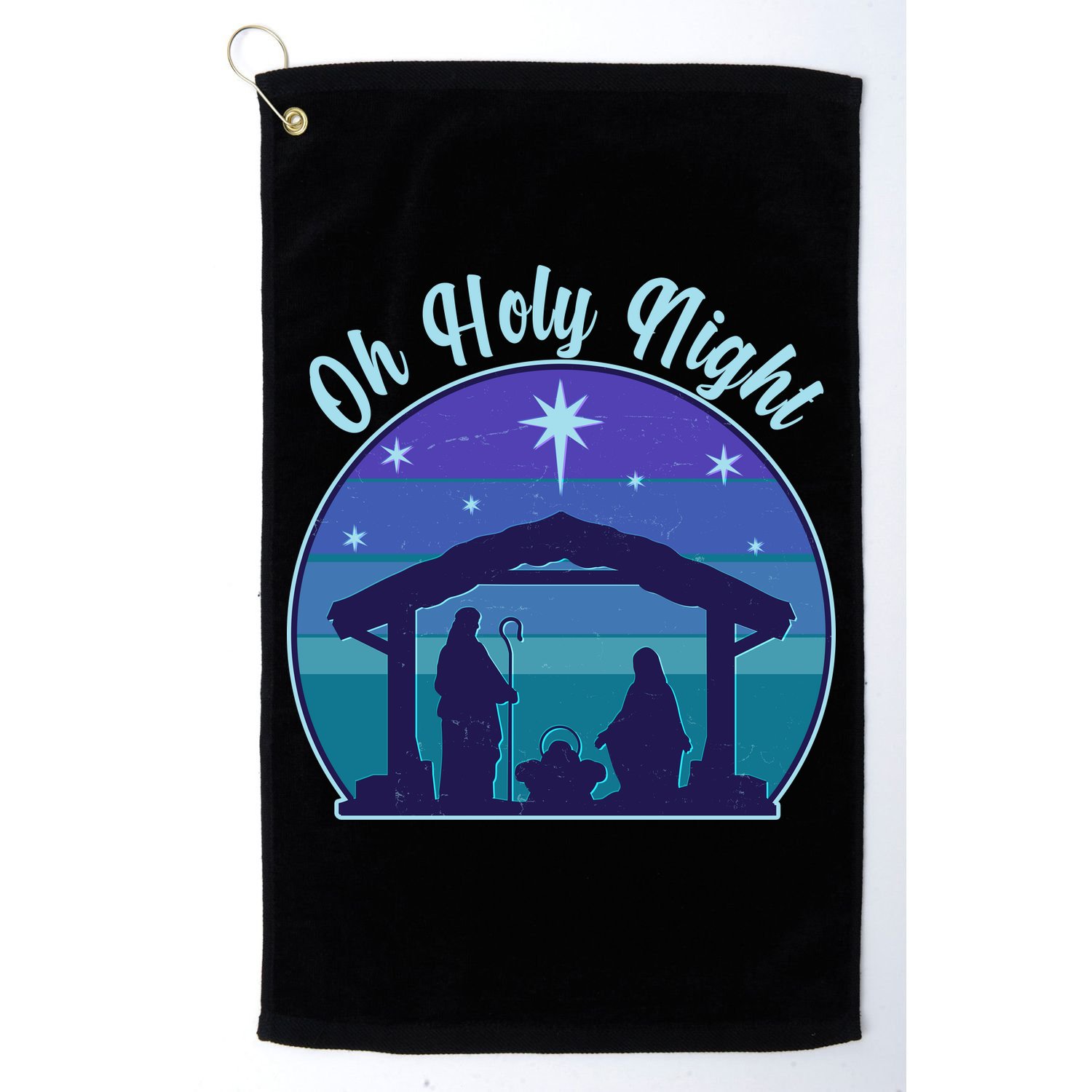 Vintage Christmas Oh Holy Night Nativity Scene Golf Towel