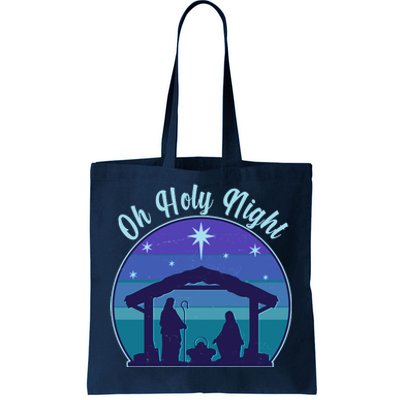 Vintage Christmas Oh Holy Night Nativity Scene Tote Bag