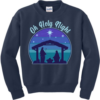 Vintage Christmas Oh Holy Night Nativity Scene Kids Sweatshirt