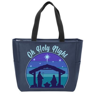 Vintage Christmas Oh Holy Night Nativity Scene Zip Tote Bag